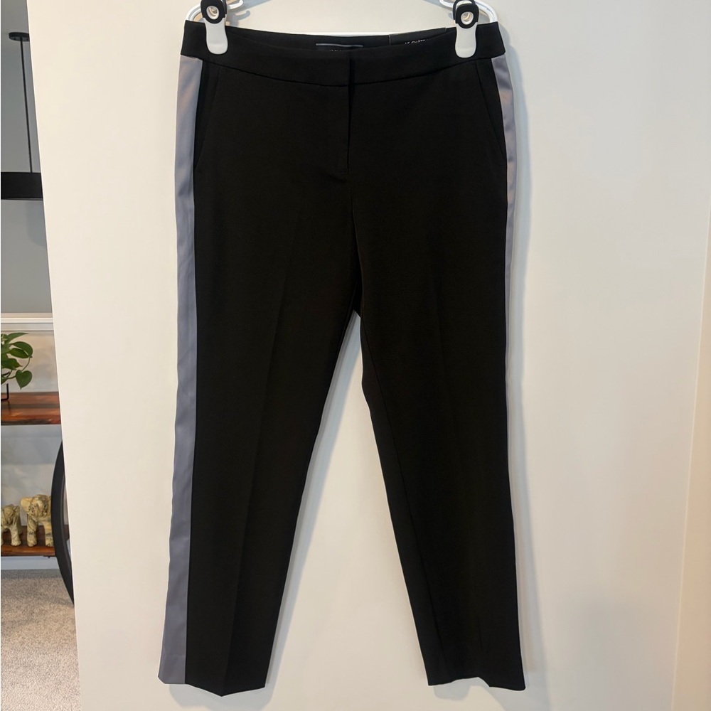Le Chateau Black Straight-Leg Tuxedo Pants with Grey Satin Side Stripe NWT!